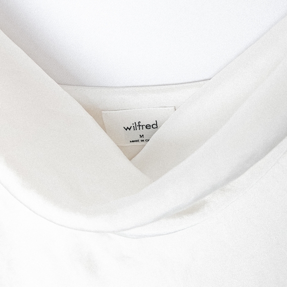 WILFRED Davina Dress Only Ruched Mini Satin Avorio White M Aritzia - Picture 10 of 12